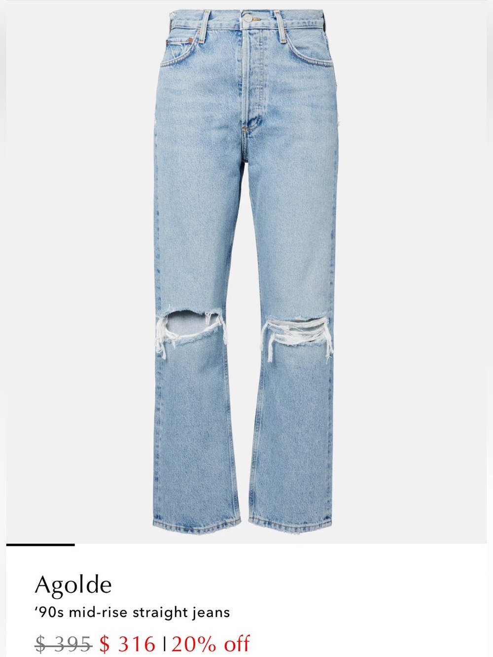 Agolde ‘90s mid-rise straight jeans 24